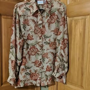 Women's Alfred Dunner 16W Floral Sheer LS Blouse
